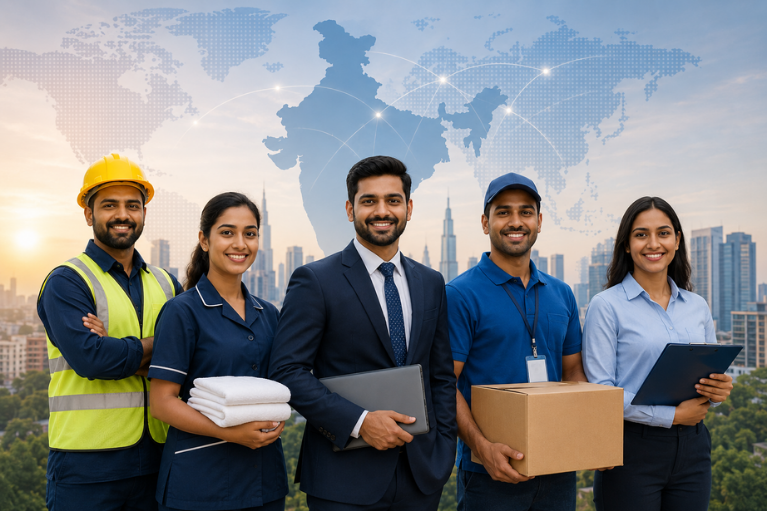 Skilled and unskilled workforce across different industries in India